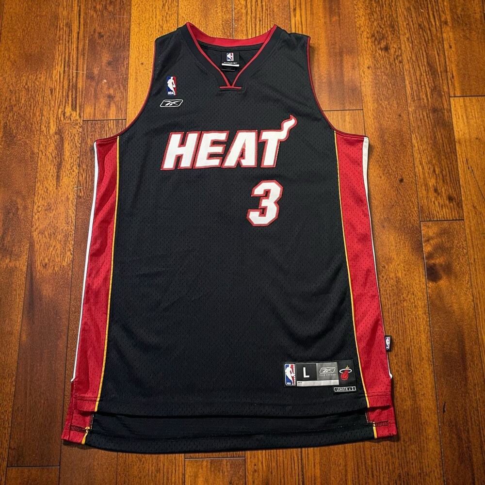 Vintage Reebok Miami Heat Dwyane Wade #3 NBA Jersey Black Swingman Men Large +2